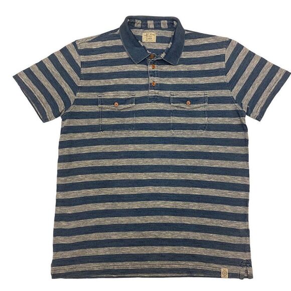 Lucky Brand‎ Short Sleeve Blue Stripe Polo Shirt Size L - Picture 1 of 13